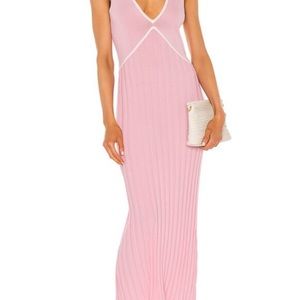 Solid and striped Audrey Dress pink and white dress